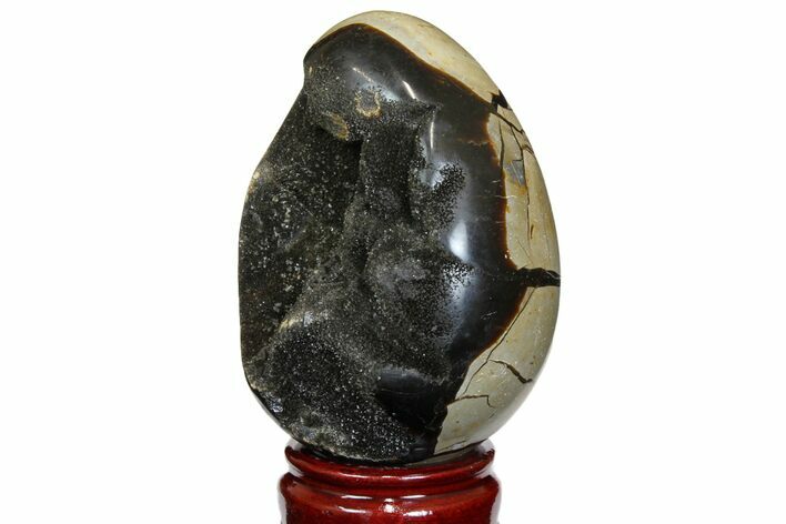 Septarian Dragon Egg Geode - Black Crystals #143149